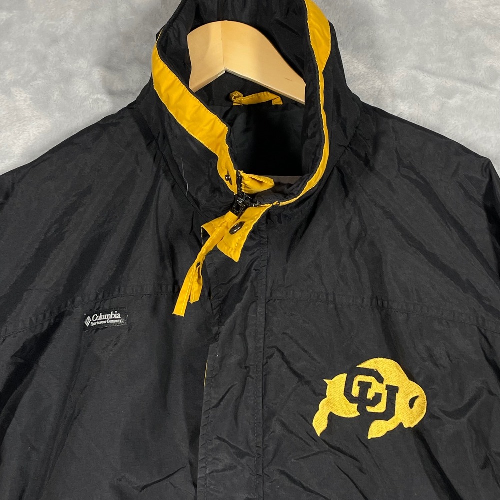 Columbia Mens Colorado Buffaloes Windbreaker Jacket Black Gold XM505C Large - Picture 2 of 12